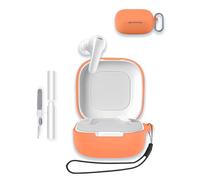 Case for Soundcore P31i by Anker Earbuds 2025 New, WUNIAK Soft Silicone Protective Portable Scratch Shock Resistant Shell with Cleaner Kit & Carabiner & Lanyard for Soundcore P31i,Orange