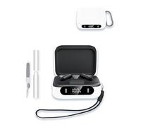 Case for soundcore P41i Wireless Earbuds, WUNIAK Soft Silicone Protective Portable Scratch Shock Resistant Shell with Cleaner Kit & Carabiner & Lanyard ，White