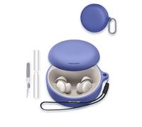 Case for Soundcore Sleep A30 by Anker Sleep Earbuds, WUNIAK Soft Silicone Protective Portable Scratch Shock Resistant Shell with Cleaner Kit & Carabiner & Lanyard，Blue