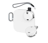 Case for soundcore Work Coin-Sized AI Voice Recorder 2025 New, WUNIAK Soft Silicone Protective Portable Scratch Shock Resistant Shell with Carabiner & Lanyard,White