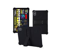 Case for SVITOO P12 Android 15 Tablet 12 inch，WUNIAK Shock Proof Lightweight Stand Rubber Shell Protective Cover,Kids Friendly Soft Silicone Adjustable Stand Cover,Black