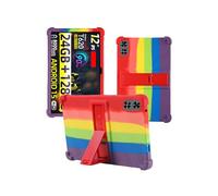 Case for SVITOO P12 Android 15 Tablet 12 inch，WUNIAK Shock Proof Lightweight Stand Rubber Shell Protective Cover,Kids Friendly Soft Silicone Adjustable Stand Cover,Rainbow