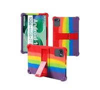 Case for Tabwee T80 Android 15 Tablet 10.5 inch，WUNIAK Shock Proof Lightweight Stand Rubber Shell Protective Cover,Kids Friendly Soft Silicone Adjustable Stand Cover,Rainbow