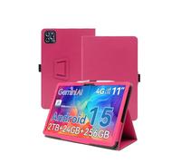 Case for TABWEE W90 Tablet Android 15 11 Inch，WUNIAK Premium Leather Business Folio Stand Cover for TABWEE W90 Tablet with Hand Strap for Tablet,Rose red