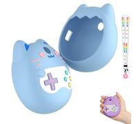 Case for Tamagotchi Pix, Cute Cartoon Silicone Protective Cover for Kids with TPU Clear Screen Protector Film, Non-Slip Shockproof Cartoon Case for Tamagotchi Virtual Pet Keychain (Blue)