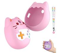 Case for Tamagotchi Pix, Cute Cartoon Silicone Protective Cover for Kids with TPU Clear Screen Protector Film, Non-Slip Shockproof Cartoon Case for Tamagotchi Virtual Pet Keychain (Pink)