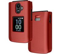 Case for TCL Flip 3 Phone, Nakedcellphone Slim Hard Shell Protector Cover [Anti-Fingerprint, Grid Texture] for T435 (2024) - Bold Red