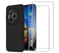 Case for TCL NXTPAPER 60 Ultra 5G/TCL 60 ULTRA NXTPAPER 5G + 2 Pack Screen Protector Tempered Glass,Anti Scratch,Drop Protection,Non Slip Soft TPU Thin Full Body Protective Phone Cover,Black