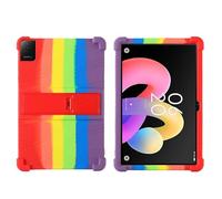 Case for TCL Tab 10L Gen 4 10.1 Inch 2025 Tablet with PC Kickstand, Soft Silicone, Washable, Thickened Corner Shockproof Case, Rainbow