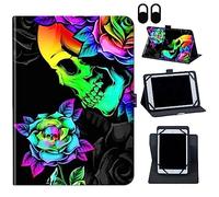Case for TECLAST M40 Plus/P30S 10.1 inch Tablet,360 Degree Rotating Case Protective Cover with Kickstand and with Magnetic Closure,for 10.1" TECLAST P20S/P30S/P40HD Tablet,Colorful Skull Rose Flower