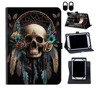 Case for TECLAST M40 Plus/P30S 10.1 inch Tablet,360 Degree Rotating Case Protective Cover with Kickstand and with Magnetic Closure,for 10.1" TECLAST P20S/P30S/P40HD Tablet,Dream Catcher Skull