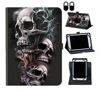 Case for TECLAST M40 Plus/P30S 10.1 inch Tablet,360 Degree Rotating Case Protective Cover with Kickstand and with Magnetic Closure,for 10.1" TECLAST P20S/P30S/P40HD Tablet,Skull/Black