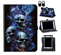 Case for TECLAST P20HD/ M40/ M40 Pro /M40 Plus 10.1 inch,Mxfdegf 360 Degree Rotating Stand and Magnetic Closure Case for TECLAST P20HD/M40/M40 Pro 10.1 inch Tablet,Skull Head with Blue