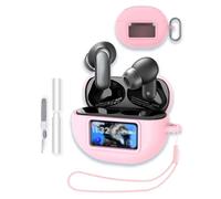 Case for TOZO NC20 Pro/NC20, WUNIAK Textured Design Soft Silicone Protective Portable Scratch Shock Resistant Shell with Cleaner Kit & Carabiner & Lanyard for TOZO NC20Pro/NC20,Pink
