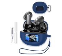 Case for TOZO NC20 Pro/NC20, WUNIAK Textured Design Soft Silicone Protective Portable Scratch Shock Resistant Shell with Cleaner Kit & Carabiner & Lanyard for TOZO NC20Pro/NC20,Blue