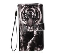 Case for UMIDIGI G100X 5G / G9X / Note 100X 5G, Flip Wallet Phone Case Colour Pattern Shockproof PU Leather Protective Cover with Magnetic Clasp Kickstand Card Slots Holder, Tiger