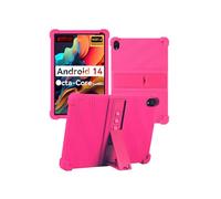 Case for Urao 10.1" Android Tablet，Shock Proof Lightweight Stand Rubber Shell Protective Cover,Kids Friendly Soft Silicone Adjustable Stand Cover for Urao C107 2024,Rose Red.