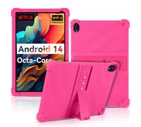 Case for Urao 10.1inch Android Tablet,NOUKAJU Tablet Protection Case,Adjustable Bracket,Soft Silicone,Silicone Protection Cover for Urao 10.1inch Tablet 2024(Rose-Red)