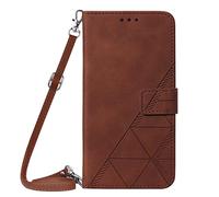 Case for VIVO X300, Business Flip Phone Case with Adjustable Cross Shoulder Strap Cover for VIVO X300, Brown