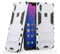 Case for VIVO Y83 Pro (6.22 inch) 2 in 1 Shockproof with Kickstand Feature Hybrid Dual Layer Armor Defender Protective Cover (Silver)