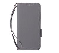 Case for Xiaomi 15T Pro,Leather Flip Phone Case with 4 Card Slots.Magnetic Closure.Anti slip and fall,with hand rope-Gray