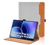 Case for Xiaomi Pad 8 / Pad 8 Pro 2025 11.2 Inch/Xiaomi Pad 7 /Pad 7 Pro 2024 11.2 inch PU Leather Smart Cover with Pocket & Pencil Holder,Hand Strap, Multi-Angle Viewing Stand Cover -Grey