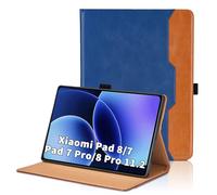 Case for Xiaomi Pad 8 / Pad 8 Pro 2025 11.2 Inch/Xiaomi Pad 7 /Pad 7 Pro 2024 11.2 inch PU Leather Smart Cover with Pocket & Pencil Holder,Hand Strap, Multi-Angle Viewing Stand Cover -Blue