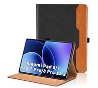 Case for Xiaomi Pad 8 / Pad 8 Pro 2025 11.2 Inch/Xiaomi Pad 7 /Pad 7 Pro 2024 11.2 inch PU Leather Smart Cover with Pocket & Pencil Holder,Hand Strap, Multi-Angle Viewing Stand Cover -Black