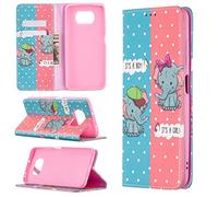 Case for Xiaomi Poco X3 / X3 NFC, Shockproof Colorful PU Leather Flip Wallet Case with Magnetic Closure Stand Card Holder Slots Premium Protective Cover for Xiaomi Poco X3 / X3 NFC, Baby Elephant
