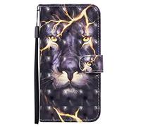 Case for Xiaomi Redmi Note 9 Pro/Note 9S, Shockproof Flip Wallet Phone Case Colorful 3D PU Leather Protective Cover Case with Magnetic Clasp Kickstand Card Slots Holder, Thunder Lion