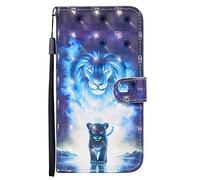 Case for Xiaomi Redmi Note 9 Pro/Note 9S, Shockproof Flip Wallet Phone Case Colorful 3D PU Leather Protective Cover Case with Magnetic Clasp Kickstand Card Slots Holder, Blue lion