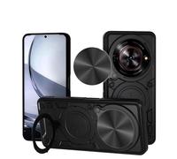 Case for ZTE Blade A75 5G,Military Grade Flashing [Built-in Kickstand] Magnetic Rotate Ring Holder Heavy Duty TPU+PC Shockproof Protect Phone Case for ZTE Nubia Focus 5G/Blade A75 5G (Black)