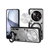 Case for ZTE Blade A75 5G,Military Grade Flashing [Built-in Kickstand] Magnetic Rotate Ring Holder Heavy Duty TPU+PC Shockproof Protect Phone Case for ZTE Nubia Focus 5G/Blade A75 5G (Silver)