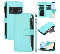 Case for ZTE Blade A75 Pro 5G Cover Zipper Pocket Flip Shockproof Leather Wallet Case with 9 Card Holder Slots Stand Silicone Bumper Protector Cover for ZTE Blade A75 Pro 5G Phone Case, Mint green