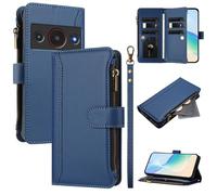 Case for ZTE Blade A75 Pro 5G Cover Zipper Pocket Flip Shockproof Leather Wallet Case with 9 Card Holder Slots Stand Silicone Bumper Protector Cover for ZTE Blade A75 Pro 5G Phone Case, Dark blue