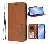 Case for ZTE Blade A76 5G, Embossed Little Panda Flip Folio Shockproof PU Leather Wallet Phone Cases with Kickstand Card Slot Magnetic Protective Cover for ZTE Blade A76 5G brown