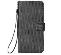 Case for ZTE Nubia Focus 2 Ultra 5G Cover,Imitation leather Flip magnetic Wallet design phone Protective Case With Card Slots,Simple diamond texture-Black