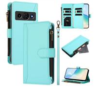 Case for ZTE Nubia P7 Pro 5G / Optus X Value 5G Cover Zipper Pocket Flip Shockproof Leather Wallet Case with 9 Card Holder Slots Stand Silicone Bumper Protector Cover Phone Case, Mint green