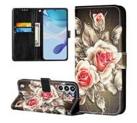 Case for ZTE Nubia Red Magic 10 Pro, Flip Wallet Phone Case Colour Pattern Shockproof PU Leather Protective Cover with Magnetic Clasp Kickstand Card Slots Holder, Roses
