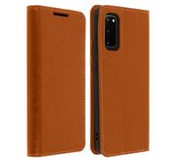 Case Galaxy S20 Folio Real Leather Card Holder Holder Video - Camel