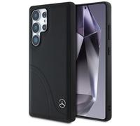 Case Galaxy S25 Ultra Mercedes Genuine Leather Black Stripes Logo Star