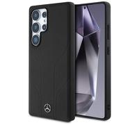 Case Galaxy S25 Ultra Mercedes Genuine Leather Black Stripes Magsafe Logo Star