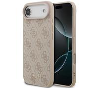 Case Guess iPhone 17 Air Faux Leather Pink Classic Logo Gold Metal