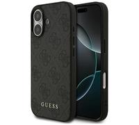 Case Guess IPhone 17 Faux Leather Gray Classic Logo Gold Metal