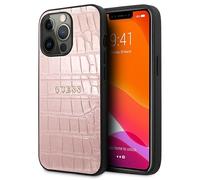 Case iPhone 13 Pro Guess Crocodile-look Faux Leather Pink