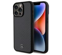 Case iPhone 15 Pro Max Mercedes Carbon Look Black Logo Star Silver