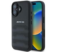 Case iPhone 16 Mercedes AMG Genuine Leather Perforated Black Logo