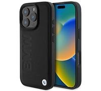 Case iPhone 16 Pro BMW Genuine Leather Black Logo Metal Embossed
