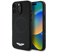 Case iPhone 16 Pro Max Aston Martin MagSafe Silicone Black Logo Metal