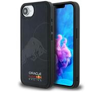 Case iPhone 16E Red Bull Racing Faux Leather Blue Ribbed MagSafe Logo Bull